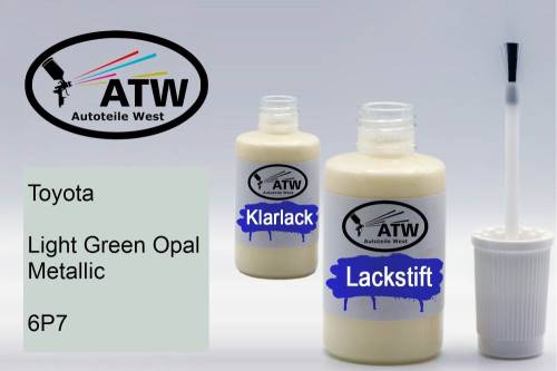 Toyota, Light Green Opal Metallic, 6P7: 20ml Lackstift + 20ml Klarlack - Set, von ATW Autoteile West.